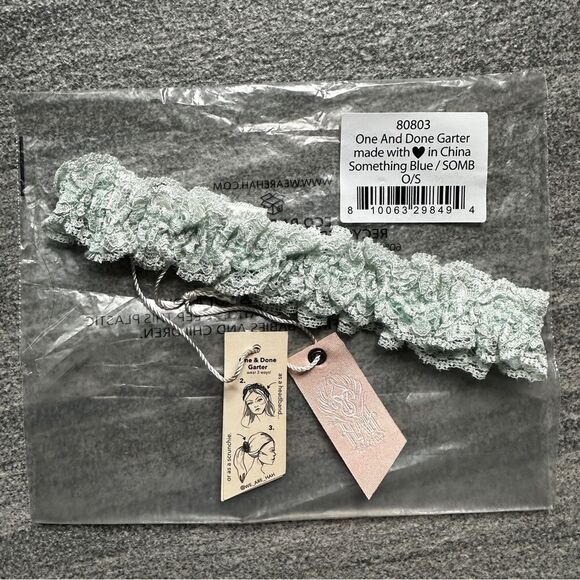 NWT Free People x HAH One & Done Lace Garter Headband Scrunchie Something Blue - Picture 13 of 14